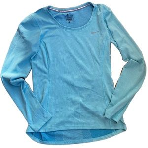 Nike Running DRI-FIT long sleeve top aqua blue XS